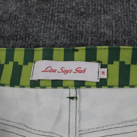 Lisa Says Gah Jeans Women 28 Robyn Wide Leg Vintage Rug Bocce Court Geometric - Picture 7 of 16